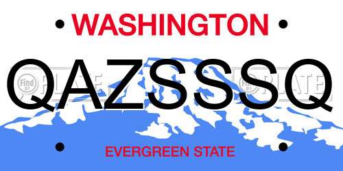 QAZSSSQ Washington License Plate