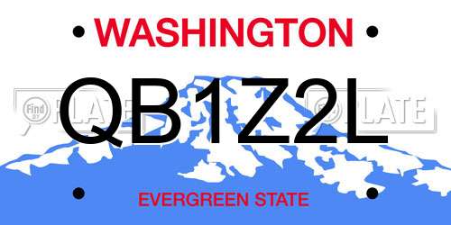QB1Z2L Washington License Plate