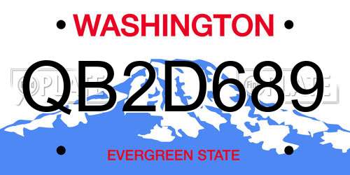 QB2D689 Washington License Plate