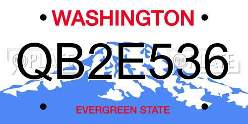 QB2E536 Washington License Plate
