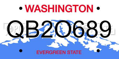QB2O689 Washington License Plate