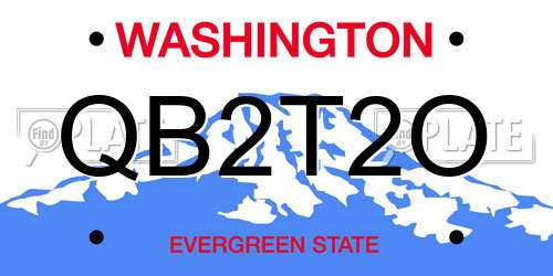 QB2T2O Washington License Plate