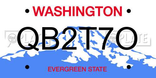 QB2T7O Washington License Plate
