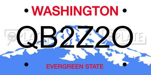 QB2Z2O Washington License Plate