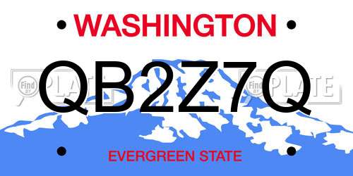 QB2Z7Q Washington License Plate