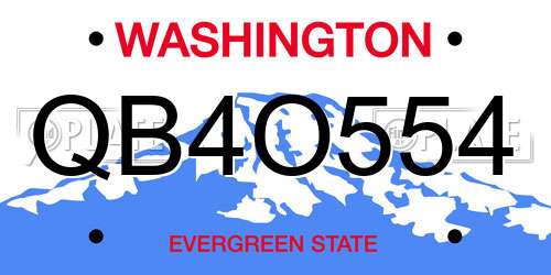 QB4O554 Washington License Plate