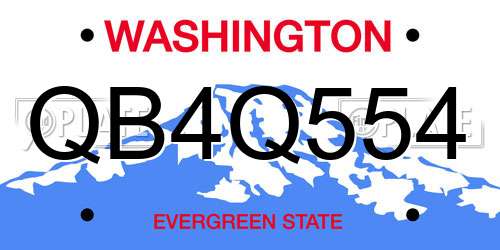 QB4Q554 Washington License Plate