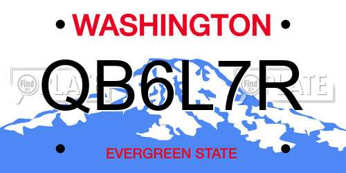 QB6L7R Washington License Plate