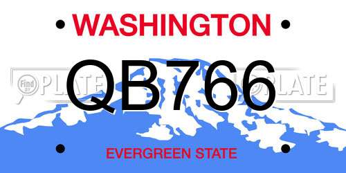 QB766 Washington License Plate