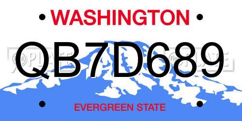 QB7D689 Washington License Plate