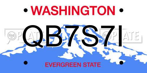 QB7S7I Washington License Plate