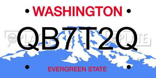 QB7T2Q Washington License Plate