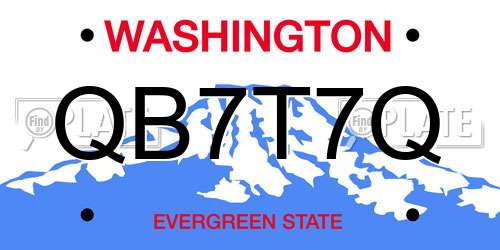 QB7T7Q Washington License Plate