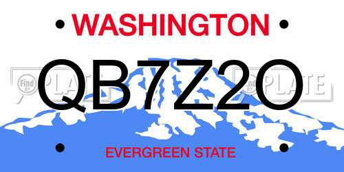 QB7Z2O Washington License Plate