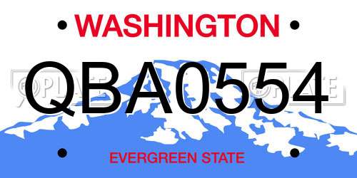 QBA0554 Washington License Plate