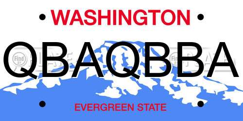 QBAQBBA Washington License Plate