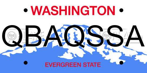 QBAQSSA Washington License Plate
