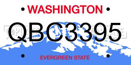QBC3395 Washington License Plate