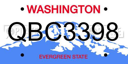QBC3398 Washington License Plate