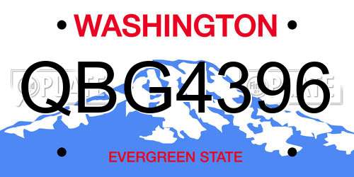 QBG4396 Washington License Plate