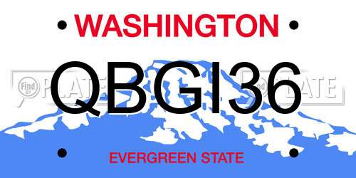 QBGI36 Washington License Plate