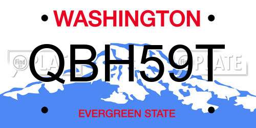 QBH59T Washington License Plate