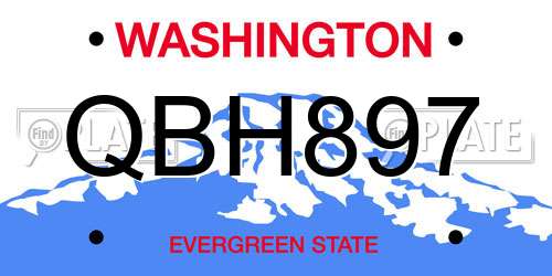 QBH897 Washington License Plate