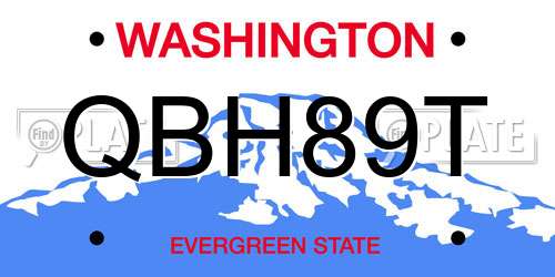 QBH89T Washington License Plate