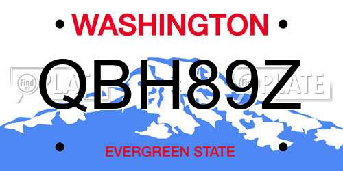 QBH89Z Washington License Plate