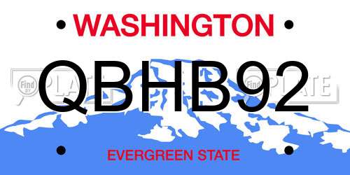 QBHB92 Washington License Plate