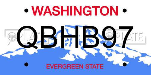 QBHB97 Washington License Plate