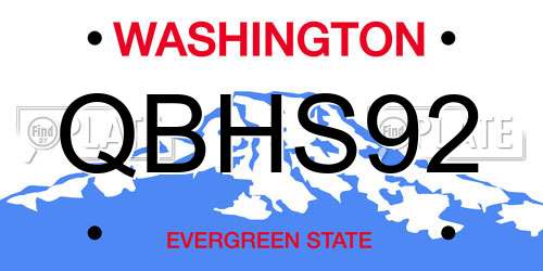 QBHS92 Washington License Plate
