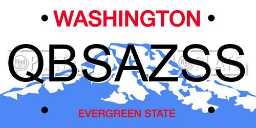 QBSAZSS Washington License Plate