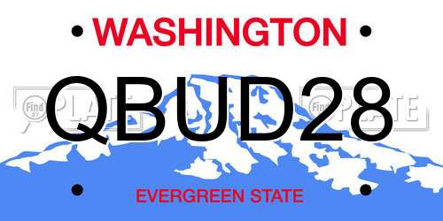 QBUD28 Washington License Plate