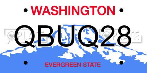QBUQ28 Washington License Plate