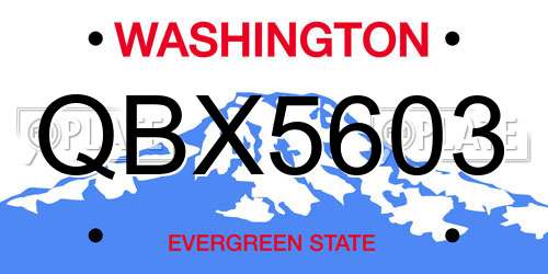 QBX5603 Washington License Plate