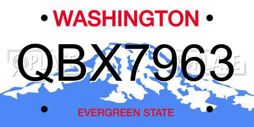 QBX7963 Washington License Plate