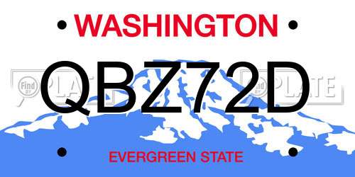 QBZ72D Washington License Plate