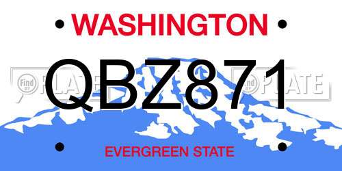 QBZ871 Washington License Plate
