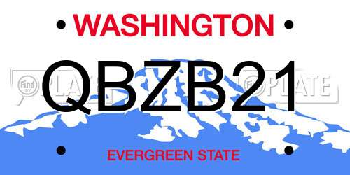 QBZB21 Washington License Plate