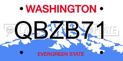 QBZB71 Washington License Plate