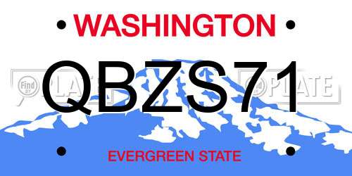 QBZS71 Washington License Plate