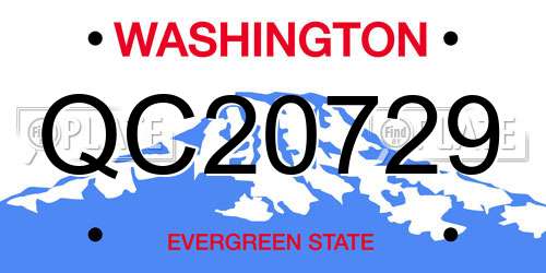 QC20729 Washington License Plate