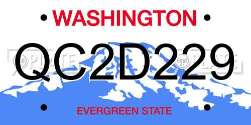 QC2D229 Washington License Plate