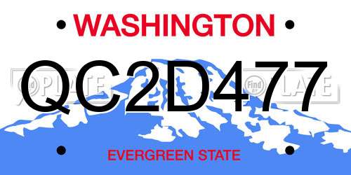 QC2D477 Washington License Plate