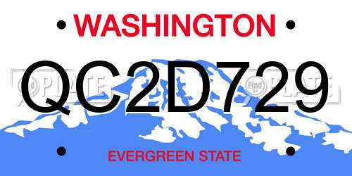 QC2D729 Washington License Plate