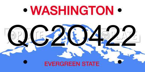QC2O422 Washington License Plate