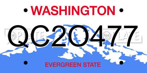 QC2O477 Washington License Plate