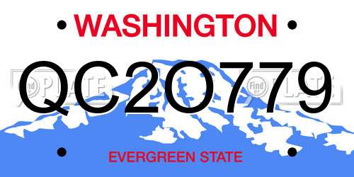QC2O779 Washington License Plate