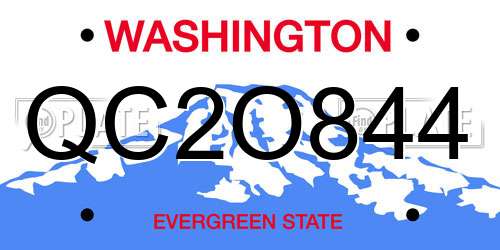 QC2O844 Washington License Plate